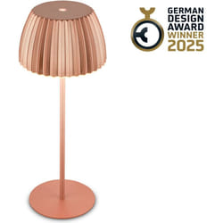 B.k.licht - Champ lampada da tavolo senza fili - 2W, 200lm, ricaricabile, led, dimmerabile, touch, Vincitore del German Design Award 2025, color rame