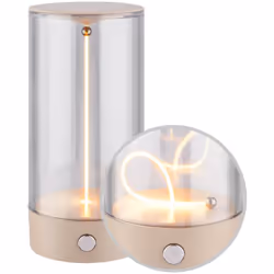 Lampada da tavolo senza fili beige: Questa elegante lampada da tavolo a batteria con modulo LED da 1,5W (55lm, 2.700K) offre ...