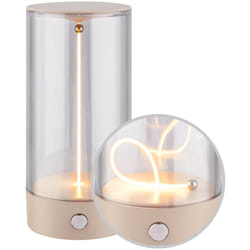 B.k.licht - Lampada da tavolo Briloner Wiggle a led senza fili, 4 livelli di intensità, batteria ricaricabile, luce bianca calda, filamento, beige,