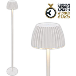 B.k.licht - Champ lampada da terra senza fili - 4,2W, 400lm, ricaricabile, led, dimmerabile, touch, Vincitore del German Design Award 2025, bianco