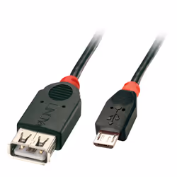 Lindy 31936, 1 m, Micro-USB B, USB A, USB 2.0, Maschio/Femmina, Nero