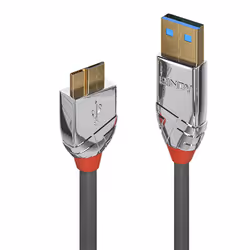 Lindy 36657, 1 m, USB A, Micro-USB B, USB 3.2 Gen 1 (3.1 Gen 1), 5 Gbit/s, Grigio