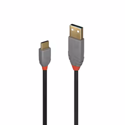 Lindy 36885, 0,5 m, USB A, USB C, USB 2.0, 0,48 Gbit/s, Nero, Grigio