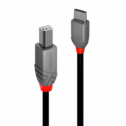 Lindy 36942, 2 m, USB C, USB B, USB 2.0, 0,48 Gbit/s, Nero