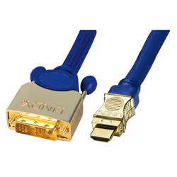 Lindy HDMI-DVI Premium GOLD 0.5m, 0,5 m, HDMI, DVI-D, Blu, Maschio/Maschio, 1920x1200(WUXGA) HDTV 1080p