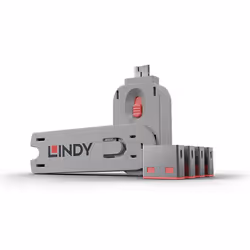 Lindy 40450, Bloccaporte + chiave, USB tipo A, Rosa, Acrilonitrile butadiene stirene (ABS), 5 pz, Sacchetto di politene