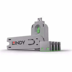 Lindy 40451, Bloccaporte + chiave, USB tipo A, Verde, Acrilonitrile butadiene stirene (ABS), 5 pz, Sacchetto di politene