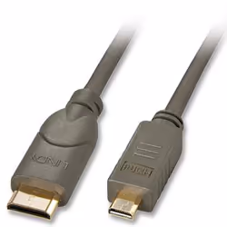 Lindy 0.5m HDMI, 0,5 m, HDMI Type C (Mini), HDMI tipo D (Micro), Compatibilità 3D, 10,2 Gbit/s, Nero