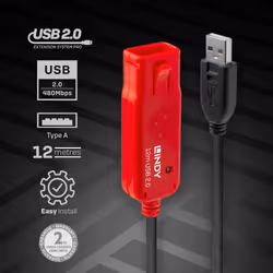 Lindy 42923 cavo USB USB 2.0 30 m USB A Nero, Rosso