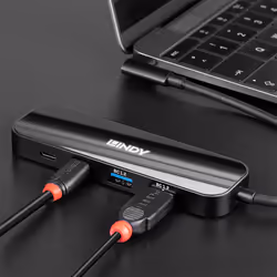 Lindy 43334 hub di interfaccia USB 3.2 Gen 2 (3.1 Gen 2) Type-C 10000 Mbit/s Nero - Vista aggiuntiva 4