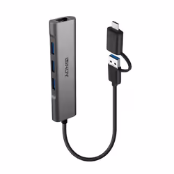 Lindy 43379, USB 3.2 Gen 1 (3.1 Gen 1) Type-A + Type-C, RJ-45, USB 3.2 Gen 1 (3.1 Gen 1) Type-A, 5000 Mbit/s, Grigio, Acrilon ...