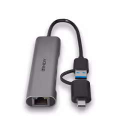 Lindy 43379 hub di interfaccia USB 3.2 Gen 1 (3.1 Gen 1) Type-A + Type-C 5000 Mbit/s Grigio - Vista aggiuntiva 4