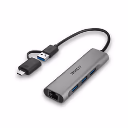 Lindy 43379 hub di interfaccia USB 3.2 Gen 1 (3.1 Gen 1) Type-A + Type-C 5000 Mbit/s Grigio - Vista aggiuntiva 5