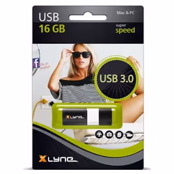 xlyne 16GB USB3.0 Wave, 16 GB, USB tipo A, 3.2 Gen 1 (3.1 Gen 1), 70 MB/s, Lamina di scorrimento, Nero, Bianco