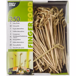 Descrizione Papstar 16770 fingerfood - stecchini in bambù da 10 cm, annodati alla sommità. Avviso di sicurezza Solo per uso e ...