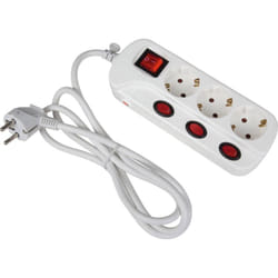 Heitronic - 45190 Multipresa con interruttore 3 scomparti Bianco Schuko 1 pz.