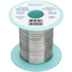 Weller - wsw sac M1 (T0051386570) Filo Saldante, ø 0.2mm, 10g, Lega Sn96.5Ag3.0Cu0.5, Contenuto di Fondente 3,5%, Silver