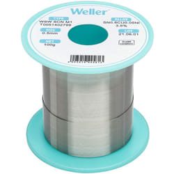 Weller WSW SCN M1 (T0051402799) Filo Saldante, Ø 0.5mm, 100g, Lega Sn99.3Cu0.6Ni0.05, Contenuto di Fondente 3,5%