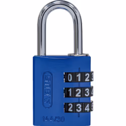 ABUS 144/30, Lucchetto convenzionale, Blocco di combinazione, Blu, Alluminio, A forma di U, 3 cifre