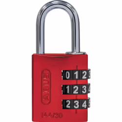 ABUS 144/30, Lucchetto convenzionale, Blocco di combinazione, Rosso, Alluminio, A forma di U, 3 cifre