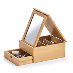 Zeller Present 18872 scatola, sacchetto e organizzatore di gioielli Portagioie Bamboo, Vetro