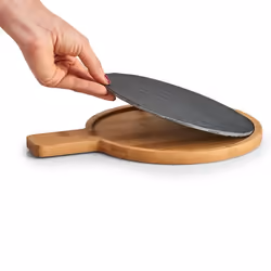 Zeller Present 24509 tagliere da cucina Rotondo Bamboo, Ardesia Antracite, Naturale - Vista aggiuntiva 4