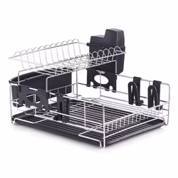 Zeller Present 27272, Scolapiatti, Supporto, Libera installazione, Posate, Stoviglie, Nero, Argento, Metallo, Plastica