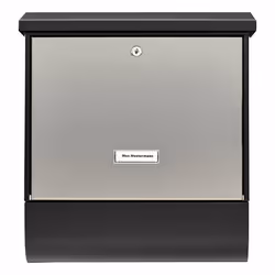 BURG-WÄCHTER London-Set 68670 B+S, Cassetta postale a parete, Acciaio, Nero, Acciaio inox, Orizzontale, Chiave, Alto