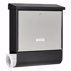 BURG-WÄCHTER London-Set 68670 B+S cassetta per la posta Nero, Acciaio inox Cassetta postale a parete Acciaio