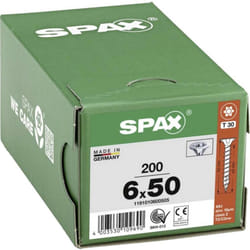Vite Spax wirox Torx - Ø6 x 50 mm - Testa svasata - Filettatura totale - Confezione da 200 - 1191010600505