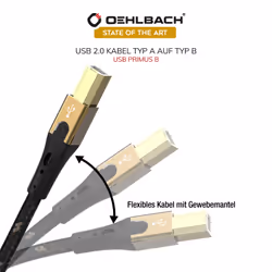 OEHLBACH USB Primus B cavo USB USB 2.0 2 m USB A USB B Nero, Oro