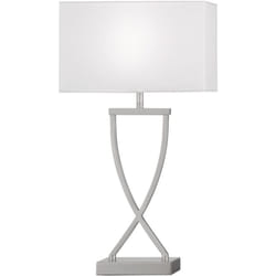 Fischer&honsel - Lampada da tavolo Anni, lampada da tavolo con paralume in tessuto e struttura elaborata, lampada da scrivania in metallo nichel