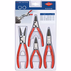 00 20 03 V02 Assortimento di pinze per anelli di sicurezza . Assortimento in elegante confezione con foro per espositore Self ...