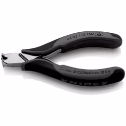 Knipex 64 02 115 ESD, Tagliacavi manuale, Nero, Acciaio inox, 1,6 cm, 2 mm, DIN ISO 9654, DIN EN 61 340-5, 130 mm