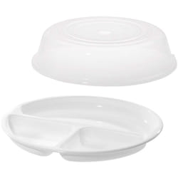 Westmark - Set per Microonde , 2 Pezzi, Piatto e Coperchio, ø 25 cm Ciascuno, Plastica, Bianco/Trasparente, 224022E6