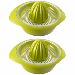 2 classici spremiagrumi con beccuccio, Preparazione semplice di spremute di arancia o succo di limone e lime - Lamelle ben de ...