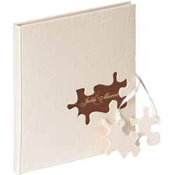 walther design libro degli ospiti in lino bianco con ritaglio e goffratura, puzzle di nozze GB-173
