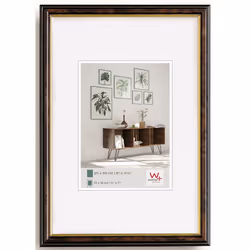 Walther Design JD318N, Cornice per foto singola, Polistirolo, Oro, Noce, Parete, 9 x 13 cm, Rettangolare