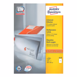 Avery 3418, Bianco, Etichetta per stampante autoadesiva, A4, Carta, Laser/Inkjet, Permanente