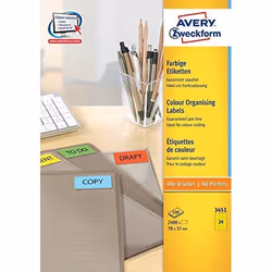 Avery 3451, Giallo, Etichetta per stampante autoadesiva, A4, Carta, Laser/Inkjet, Permanente