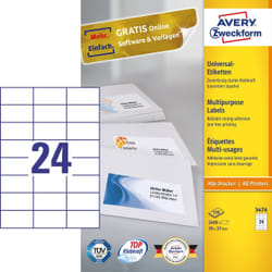 Avery 3474 etichetta autoadesiva Rettangolo Permanente Bianco 2400 pz