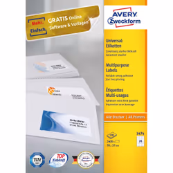 Avery 3474 etichetta autoadesiva Rettangolo Permanente Bianco 2400 pz