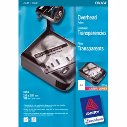 Avery 3552, Poliestere, Trasparente, Laser, A4 (210×297 mm), 100 µm, PVC
