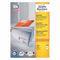 Avery 3672, Bianco, Rettangolo, Permanente, 64 x 50 mm, A4, Carta