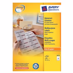 Avery 3679, Bianco, Carta, Laser/Inkjet, 97 x 55 mm, 1000 pz