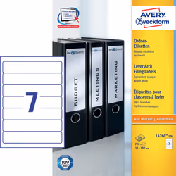 Avery L4760-100, Bianco, Etichetta per stampante autoadesiva, A4, Carta, Laser/Inkjet, Permanente
