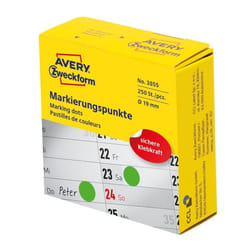 Avery 3855 etichetta autoadesiva Rotondo Permanente Verde 250 pz