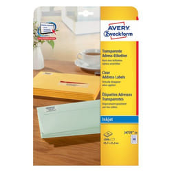 Avery J4720-25 etichetta autoadesiva Rettangolo con angoli arrotondati Permanente Trasparente 1200 pz