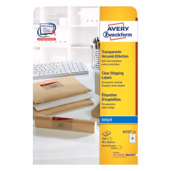 Avery J4722-25, Trasparente, Rettangolo con angoli arrotondati, Permanente, 96 x 50.8 mm, A4, Busta