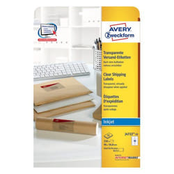 Avery J4722-25 etichetta autoadesiva Rettangolo con angoli arrotondati Permanente Trasparente 250 pz